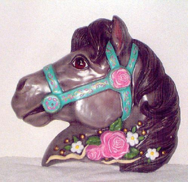 Charcoal horse w/pink roses