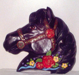 Black horse w/red roses