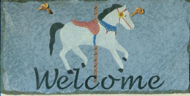 Slate white carousel horse