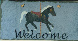 Slate with black carousel horse
