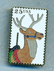 .25 Postage Stamp Deer Pin