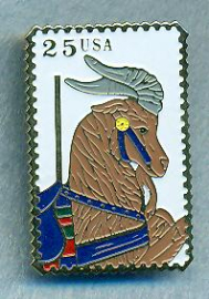 .25 Postage Stamo Goat Pin
